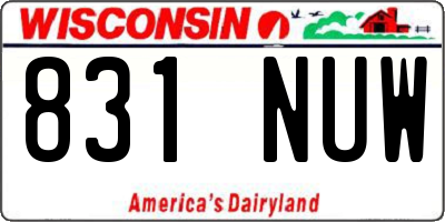 WI license plate 831NUW
