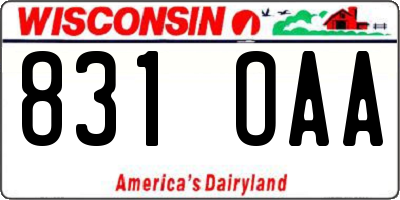 WI license plate 831OAA