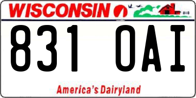 WI license plate 831OAI