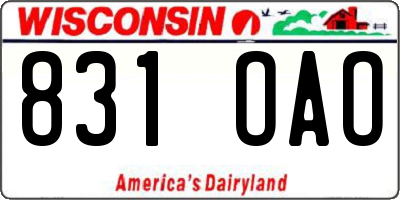 WI license plate 831OAO