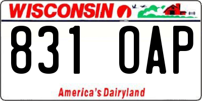 WI license plate 831OAP
