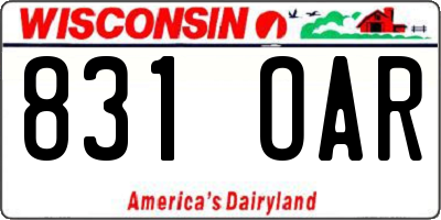 WI license plate 831OAR
