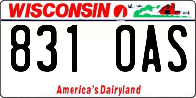 WI license plate 831OAS