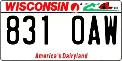 WI license plate 831OAW