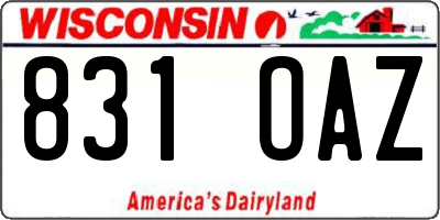 WI license plate 831OAZ