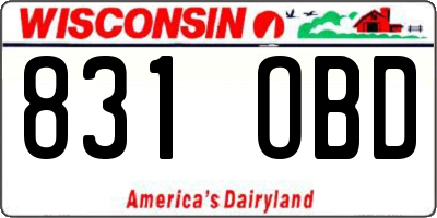 WI license plate 831OBD