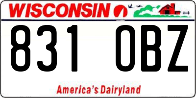 WI license plate 831OBZ