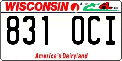 WI license plate 831OCI