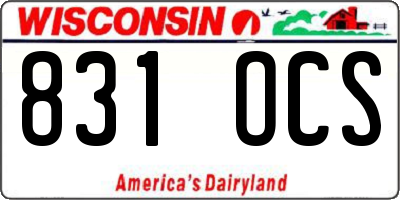 WI license plate 831OCS