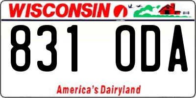 WI license plate 831ODA