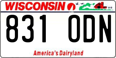 WI license plate 831ODN