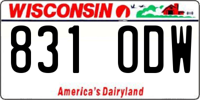 WI license plate 831ODW