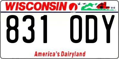 WI license plate 831ODY