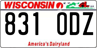 WI license plate 831ODZ