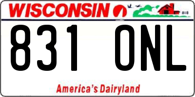 WI license plate 831ONL