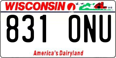 WI license plate 831ONU