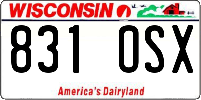 WI license plate 831OSX