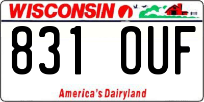 WI license plate 831OUF