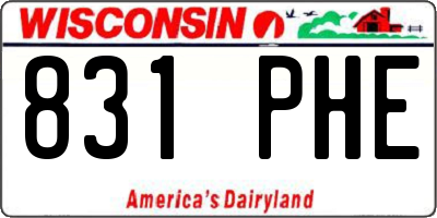WI license plate 831PHE