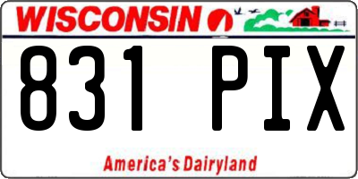 WI license plate 831PIX