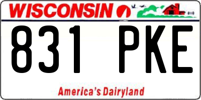 WI license plate 831PKE