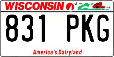 WI license plate 831PKG