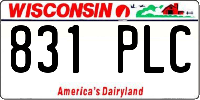 WI license plate 831PLC