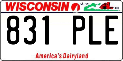 WI license plate 831PLE