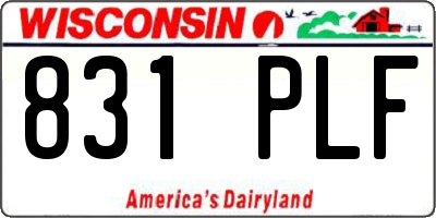 WI license plate 831PLF