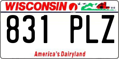WI license plate 831PLZ