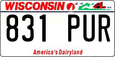 WI license plate 831PUR