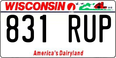 WI license plate 831RUP