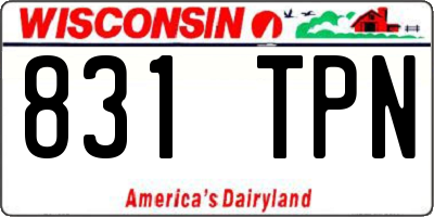 WI license plate 831TPN