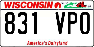 WI license plate 831VPO