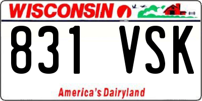 WI license plate 831VSK