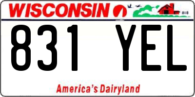 WI license plate 831YEL