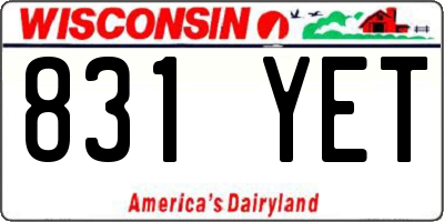 WI license plate 831YET