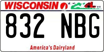 WI license plate 832NBG