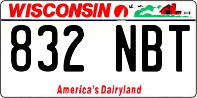 WI license plate 832NBT