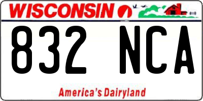 WI license plate 832NCA