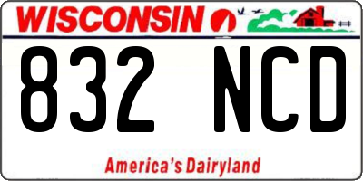 WI license plate 832NCD