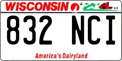 WI license plate 832NCI