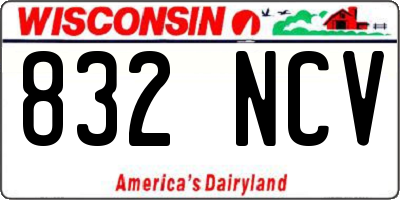 WI license plate 832NCV