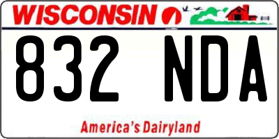 WI license plate 832NDA