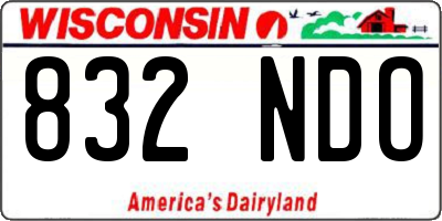 WI license plate 832NDO