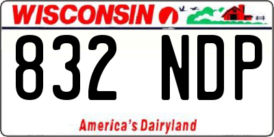 WI license plate 832NDP