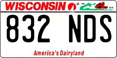 WI license plate 832NDS