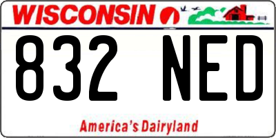 WI license plate 832NED
