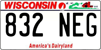 WI license plate 832NEG
