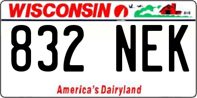 WI license plate 832NEK